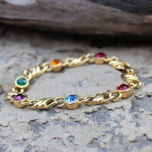 Pretty Gold Bracelet with Colorful Gems